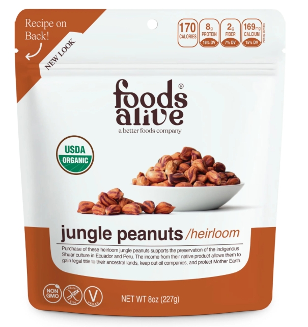 Foods Alive Organic Wild Jungle Peanuts 8 oz