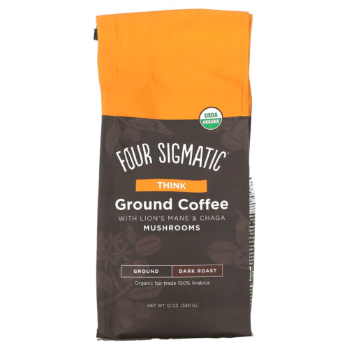 Four Sigma Organic Mushroom Ground Coffee with Lion's Mane 12 ounce