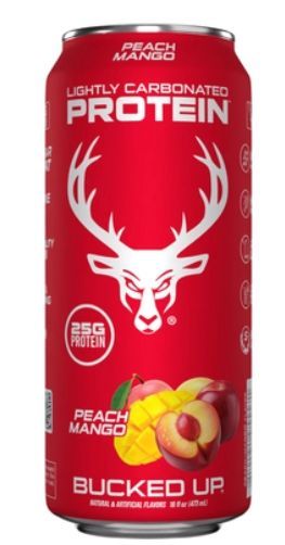 Bucked Up Lightly Carbonated 25g Protein Drinks 12 Pack Peach Mango
