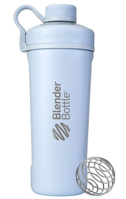 BlenderBottle Radian Shaker Cup Insulated Stainless Steel Water Bottle with Wire Whisk, 26-Ounce Color Artic Blue