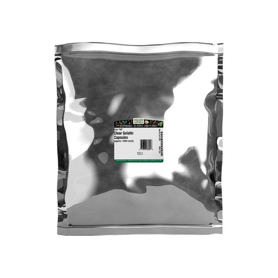 Frontier Clear Gelatain 00 Capsules 1000 ct.
