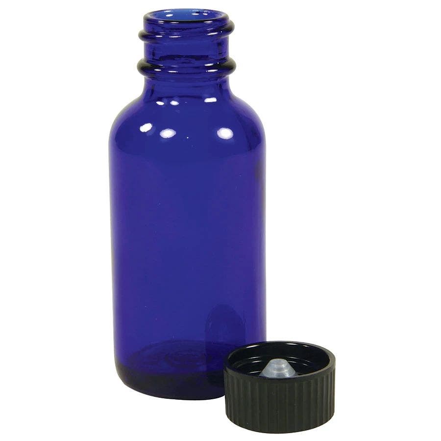 Frontier Cobalt Blue Boston Round Bottle with Cap 1 oz. 6 ct.