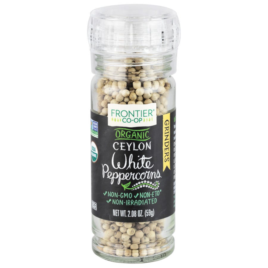 Frontier Organic White Peppercorns with Grinder 2.08 oz.
