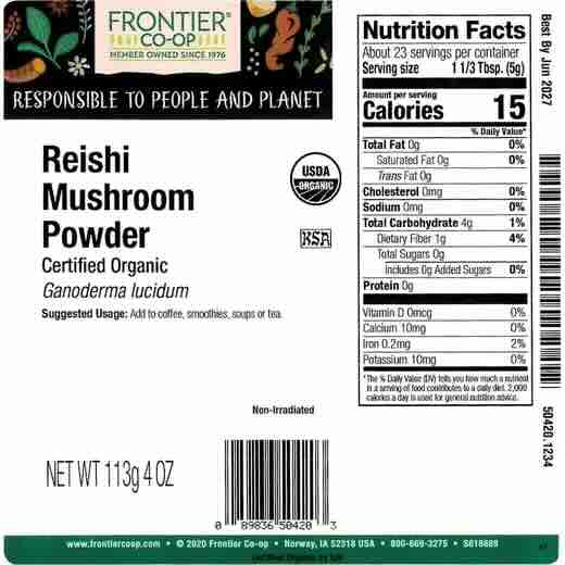 Frontier Reishi Mushroom Powder, Organic 1/4 lb