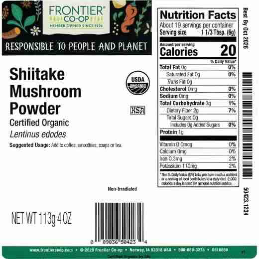 Frontier Shiitake Mushroom Powder, Organic 1/4 lb.
