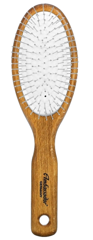 Fuchs Brushes Hairbrush Wood Lg Oval W/ Steel Pins 5114