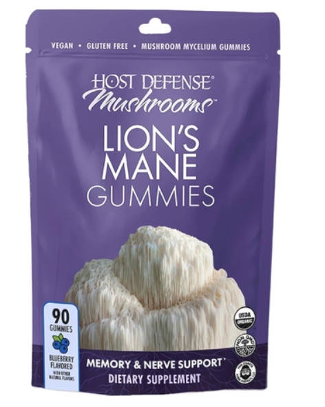 Fungi Perfecti - Host Defense Mushrooms Lion's Mane Gummies 90 Gummies Blueberry Flavor 30 Servings