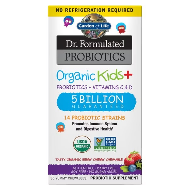 Garden of Life - Dr. Formulated Probiotics Organic Kids+ Shelf-Stable Berry Cherry 30 Chewables
