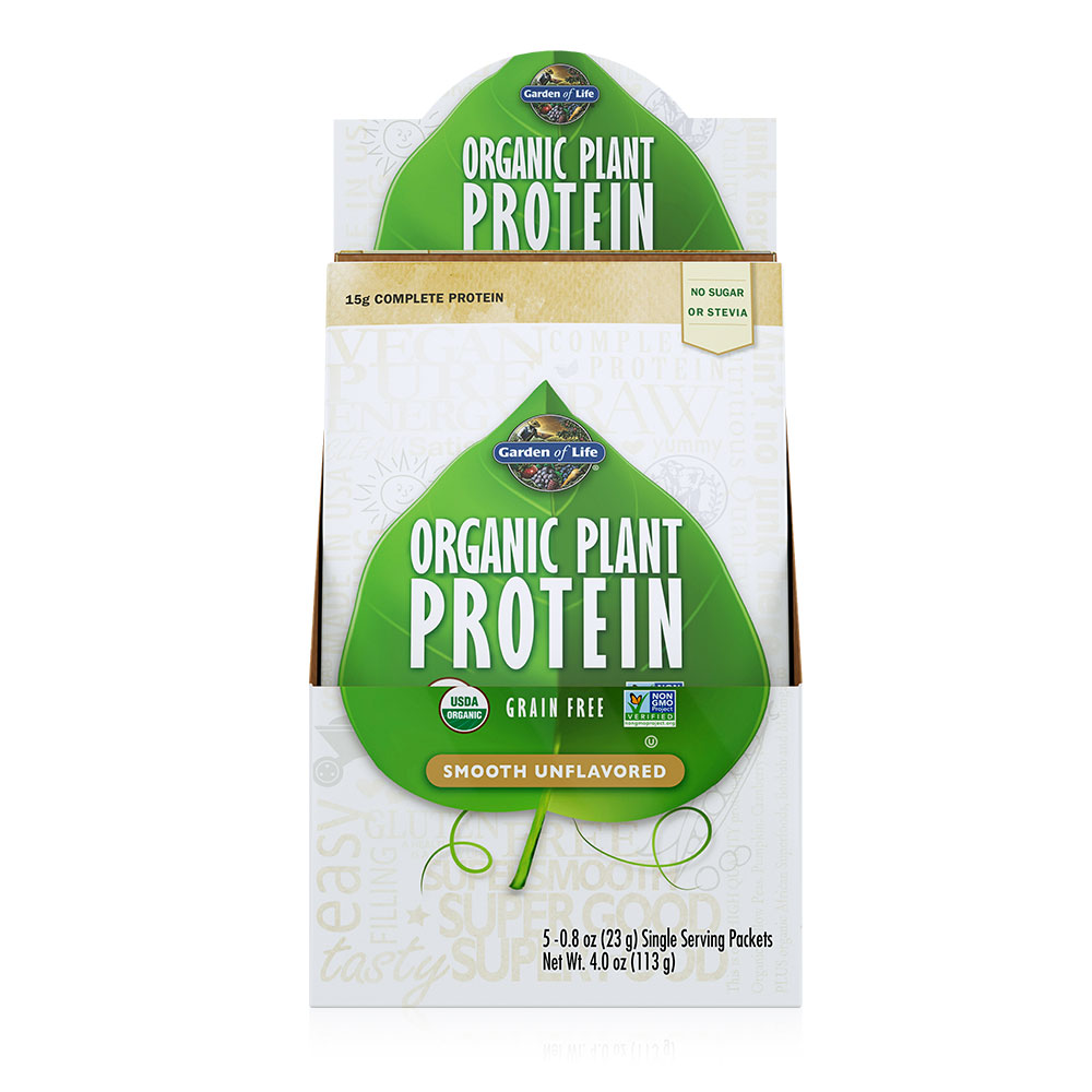 Garden of Life - Organic Plant Protein Smooth Unflavored 1 Tray (5 Pkts)
