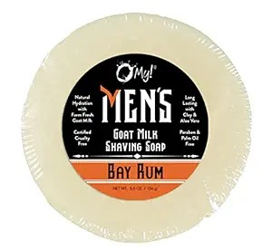 O My!  (Men's) Goats Milk Shaving Soap Puck 5.5oz Bay Rum