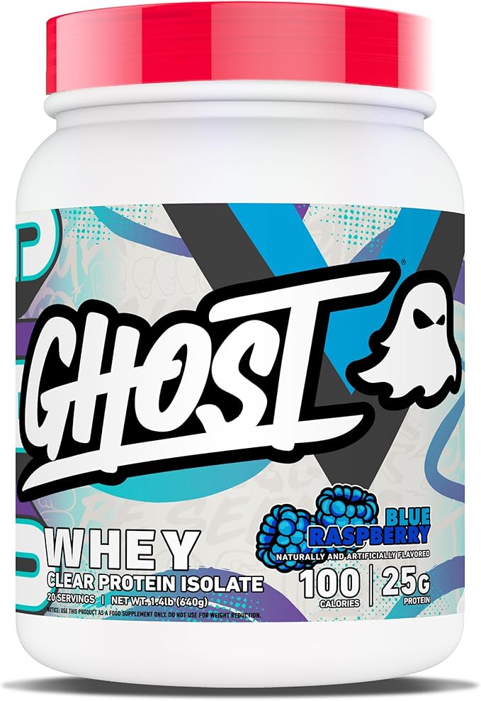 Ghost Whey Clear Protein Isolate 1.41 lb Blue Raspberry Flavor 20 Servings