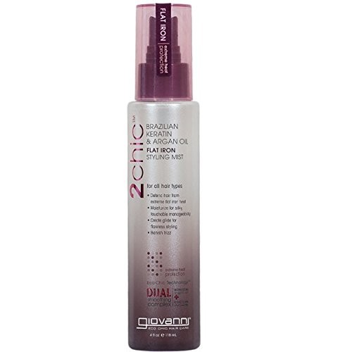 Giovanni Cosmetics 2chic Brazilian Keratin & Argan Oil Ultra Sleek Flat Iron Styling Mist 4.5 oz