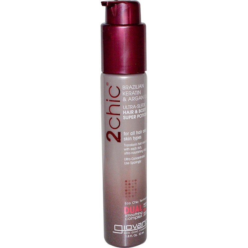 Giovanni Cosmetics 2chic Brazilian Keratin & Argan Oil Ultra-Sleek Hair & Body Super Potion 1.8 oz