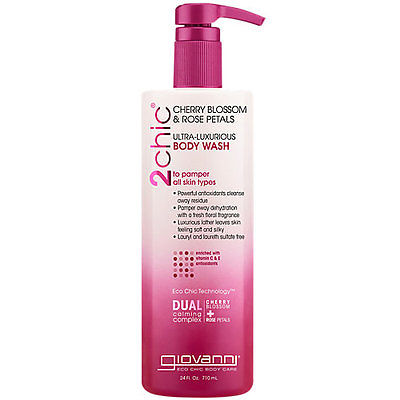 Giovanni Cosmetics 2chic Ultra Luxurious Body Wash with Cherry Blossom and Rose Petals 24 oz