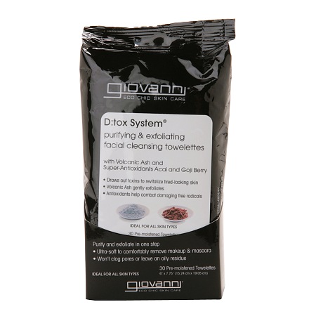 Giovanni Cosmetics D:tox System Facial Cleansing Towelettes Purifying & Exfoliating 30 ct-UNAVAILABLE