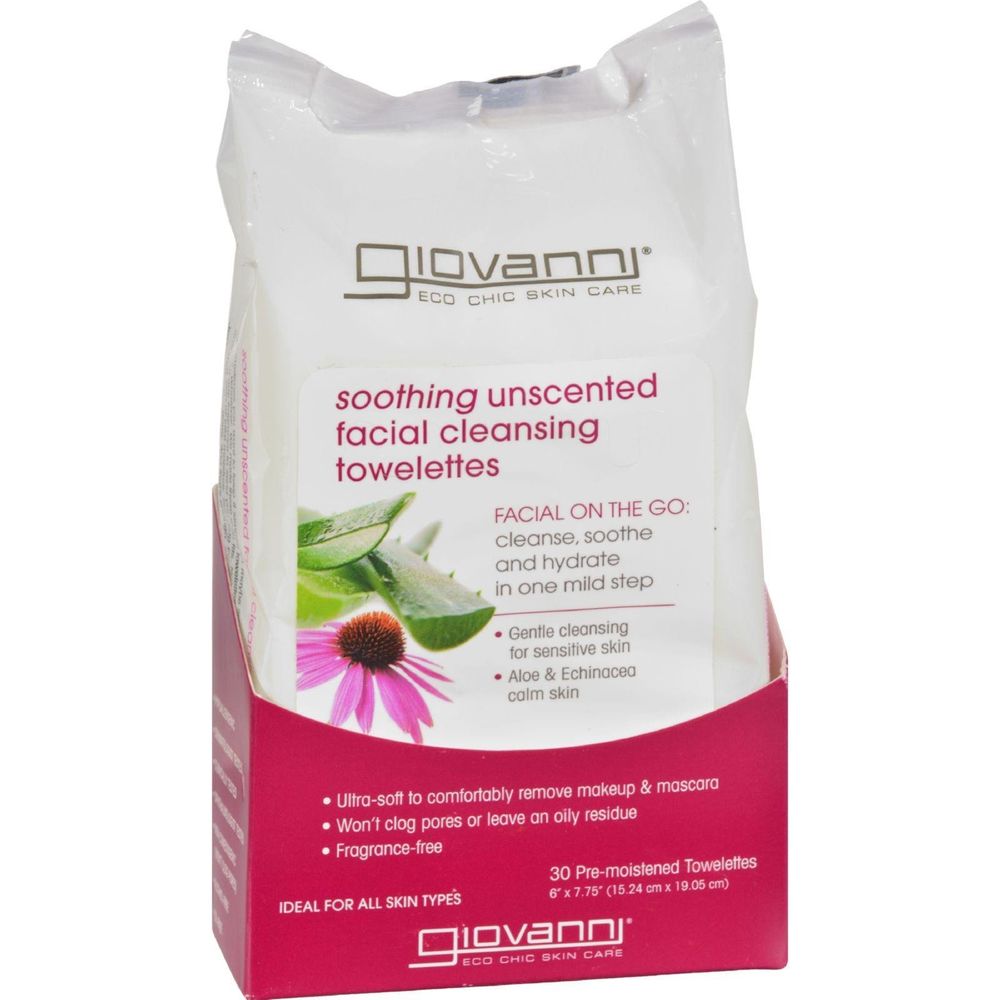 Giovanni Cosmetics Facial Cleansing Towelettes (Soothing) Fragrance Free 30 ct-UNAVAILABLE