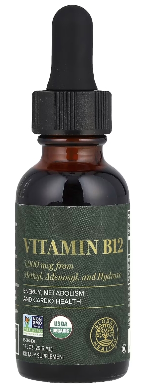 Global Healing Vitamin B12 from Methyl, Adenosyl, & Hydroxo 5000 mcg 1 ounce