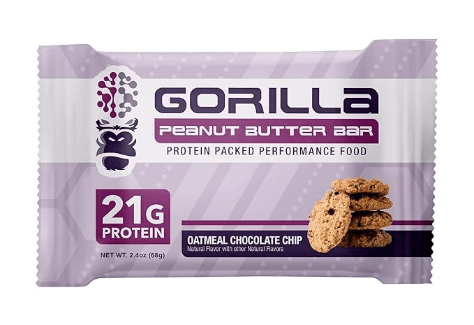 Gorilla Bar High Protein Bar 20grams Protein 12Bars Oatmeal Chocolate Chip Flavor