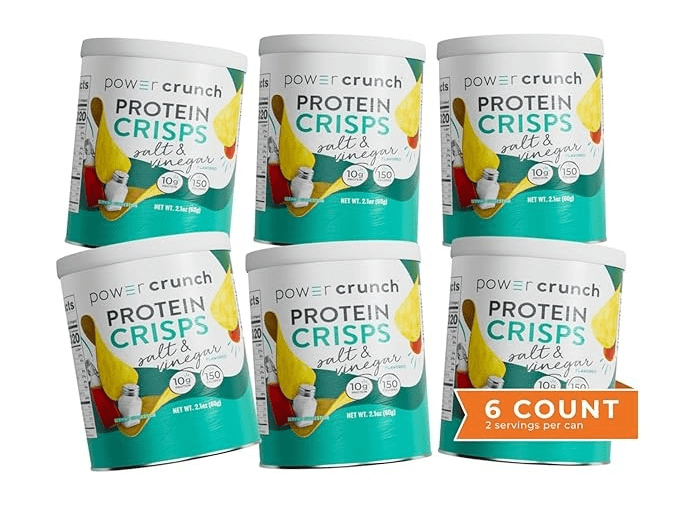 Power Crunch Protein CRISPS, a Potato Style Protein Chip, Salt & Vinegar Flavor 10g of protein, 1.05 ounces per serving (Pack of 6)