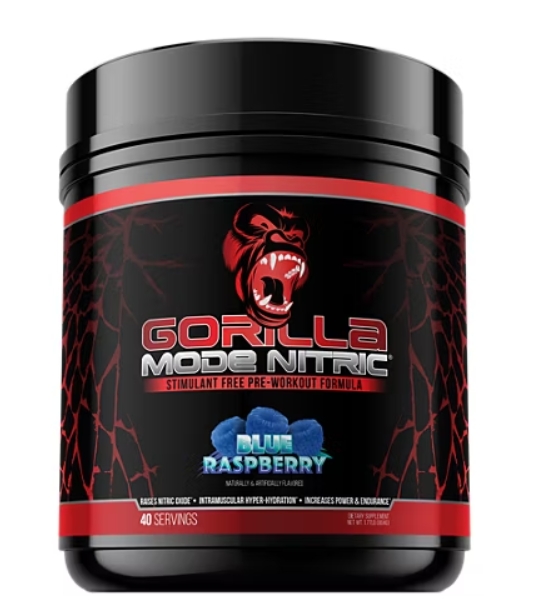 Gorilla Mode Nitric Non-Stimulant Pre-Workout Blue Raspberry 40 serv