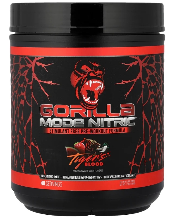 Gorilla Mode Nitric Non-Stimulant Pre-Workout Tiger's Blood 40 serv