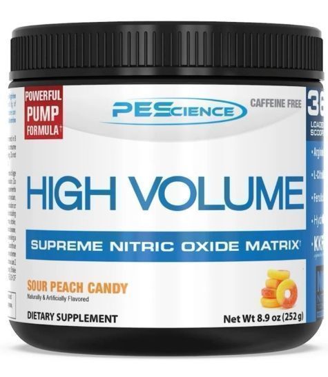 PEScience High Volume Non - Stim Nitric Oxide Powder 18 Servings Sour Peach Candy