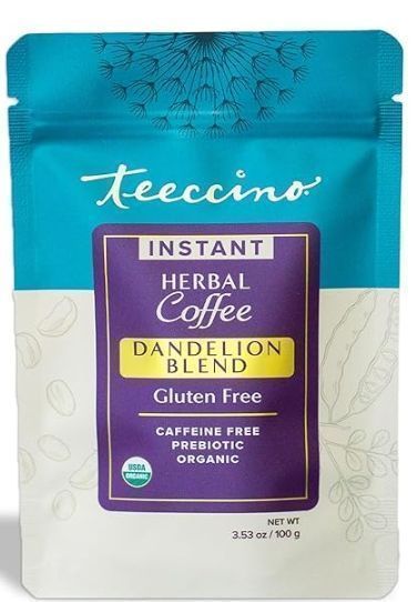 Teeccino Instant Herbal Coffee Caffeine Free Dandelion Blend Flavor 33 Servings