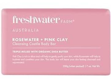 FreshWater Farm Castile Body Bar Rosewater + Clay 7 oz 