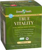 Green Foods True Vitality Plant Protein Shake with DHA, 51 Grams-Vanilla Box 7 pkt