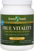 Green Foods True Vitality Plant Protein Shake with DHA-Vanilla 25.2 oz