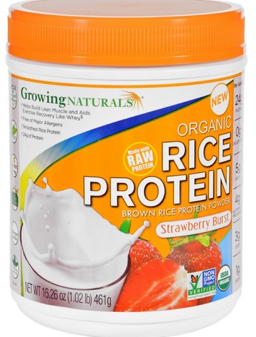 Growing Natural Organic Rice Protein Powder Strawberry Burst 16.26oz