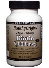 Healthy Origins Biotin 5,000 mcg 150 Vegicaps