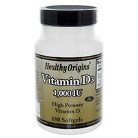 Healthy Origins Vitamin D3 1,000 IU (Lanolin) 180 Softgel