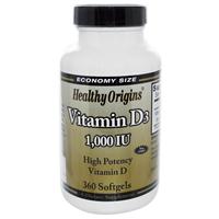 Healthy Origins Vitamin D3 1,000 IU (Lanolin) 360 Softgel
