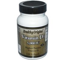 Healthy Origins Vitamin D3 5,000 IU (Lanolin) 120 Softgel
