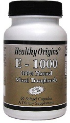 Healthy Origins Vitamin E-1,000 IU (Natural) Mixed Toco 60 Softgel