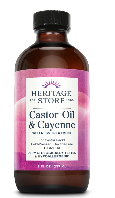 Heritage Store Castor Oil & Cayenne  8 Oz
