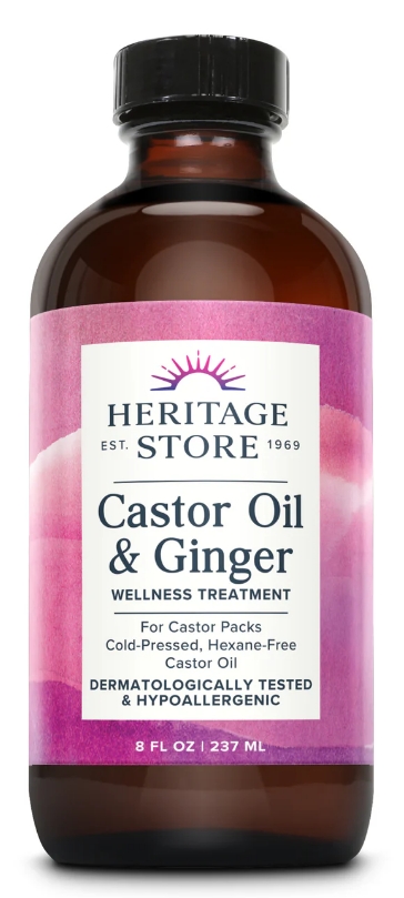 Heritage Store Castor Oil & Ginger  8 Oz