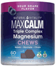 Natural Vitality MAX CALM Triple Complex Magnesium Chews Sour Grape Flavor 60 Chews 