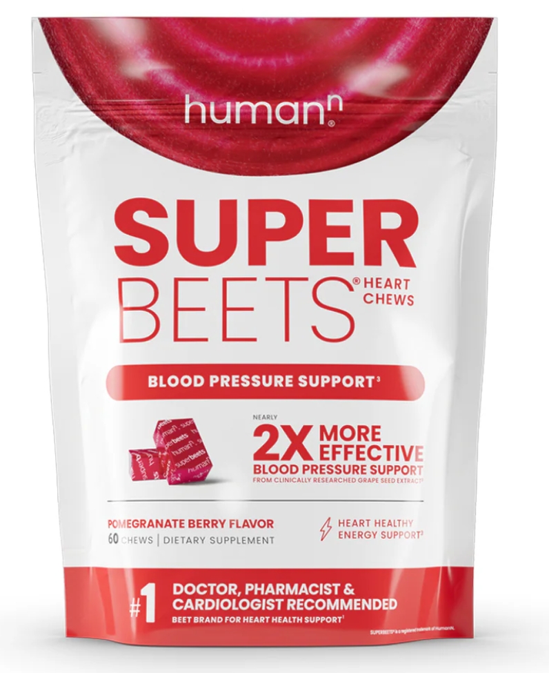 Humann Super Beets Heart Chews Advanced 30 Servings Pomegrante Flavor