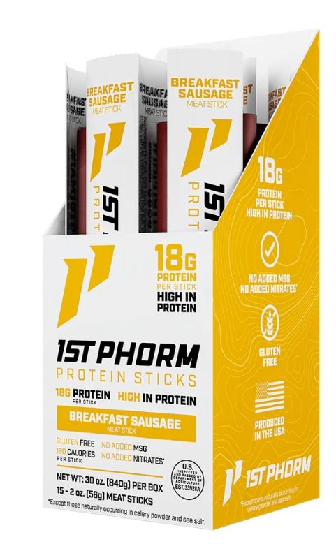 	 1st Phorm High Protein Meat Sticks 18g Protein BBQ Seasoned 15 2/oz Sticks