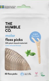 Humble Co. Dental Floss Picks w/ Grip Handle Mint 50 Picks