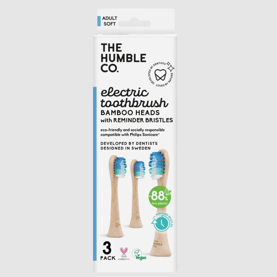 Humble Co. Electric Toothbrush Replaceable Bamboo Head Fading Bristle 3 count