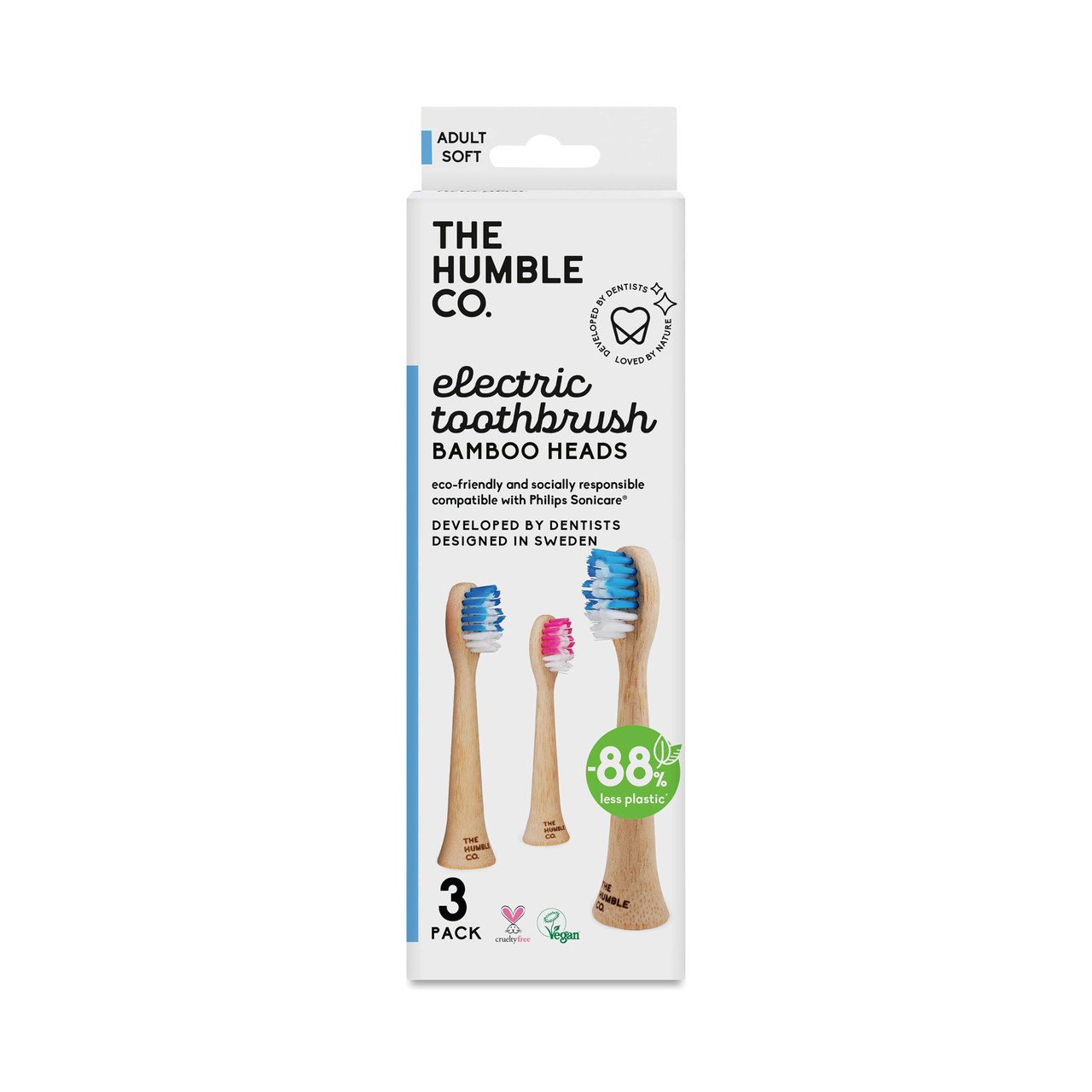 Humble Co. Electric Toothbrush Replaceable Bamboo Head Original 3 count