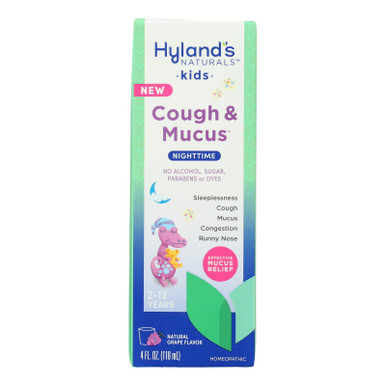Hylands Kids Cough & Mucus Nighttime Grape 4 ounce