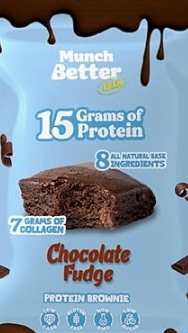 Munch Better Lean Chocolate Fudge Protein Brownie 12box Brownies 15g of Protein