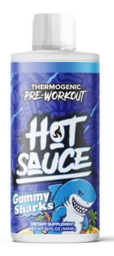 Pump Sauce Hot Sauce - Pre Workout Thermogenic 32 oz Gummy Sharks Flavor 32/16 Servings