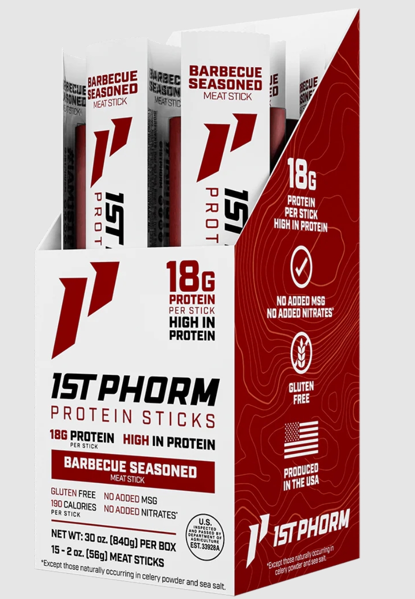 1st Phorm High Protein Meat Sticks 18g Protein BBQ Seasoned 15 2/oz Sticks