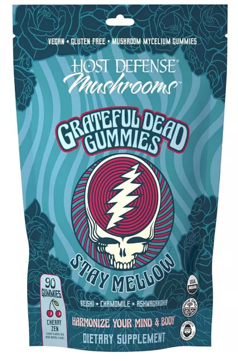 Fungi Perfecti - Host Defense Mushrooms Grateful Dead Stay Mellow Gummies 90 Gummies Cherry Zen Flavor 30 Servings