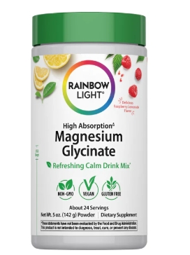 Rainbow Light Magnesium Glycinate 5oz Raspberry Lemonade Flavor 24 servings